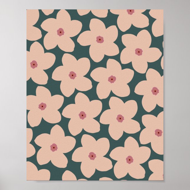 Grönt- och persikobakloppsblomma poster (Framsidan)
