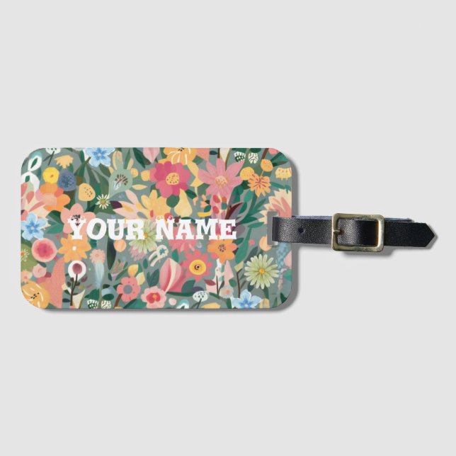 Grönt och persikofärgning av fibrant Blomsterträdg Bagagebricka (Framsida horisontal)