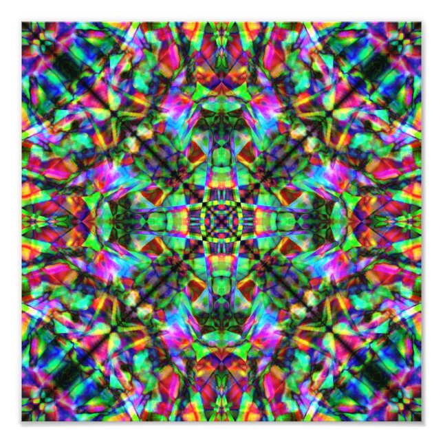 Grönt och Rainbow Mandala Mönster Fototryck (Framsidan)