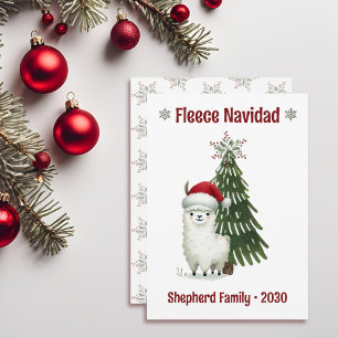 Grönt och Red Alpaca Ull Navidad Julkort