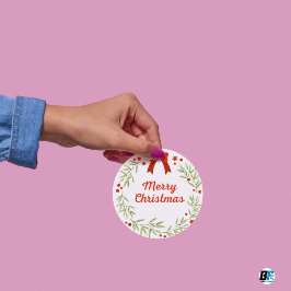 Grönt och Red Festive God jul Runt Klistermärke