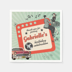 Grönt och Red Fifties Rockabilly Födelsedagsfest Pappersservett