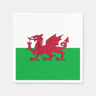 Grönt och Red Flagga of Wales with Dragon Pappersservett