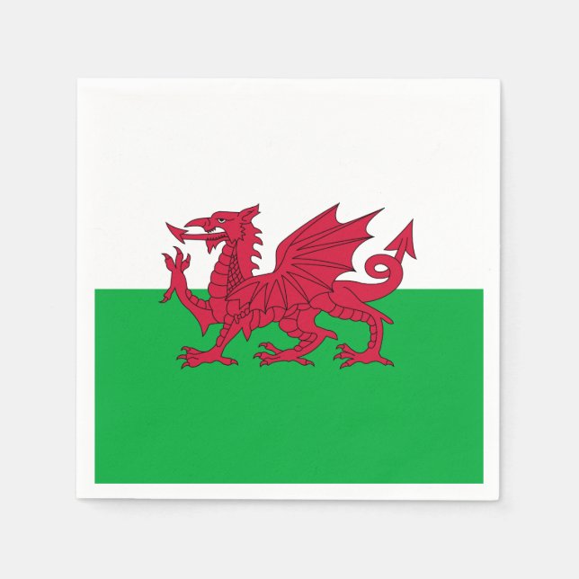 Grönt och Red Flagga of Wales with Dragon Pappersservett (Framsidan)
