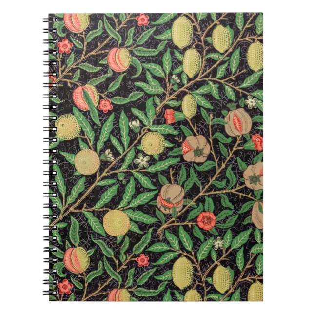 Grönt och Red Fruit mönster av William Morris. Anteckningsbok (Framsidan)