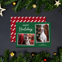 Grönt och Red Hund Bones Lycklig Howlidays Photo