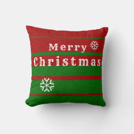 Grönt och Red Knitting God jul Helgdag Kudde