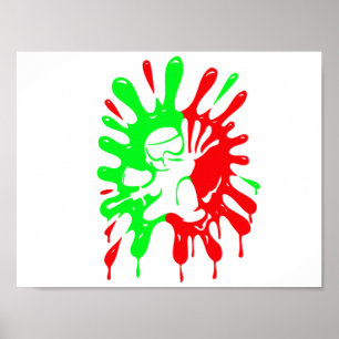 Grönt och Red Paintball Splatter och Mascot Poster