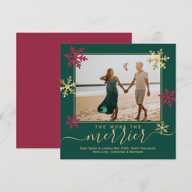 Grönt och Red Photo Gravid Meddelande (Fram/baksida)