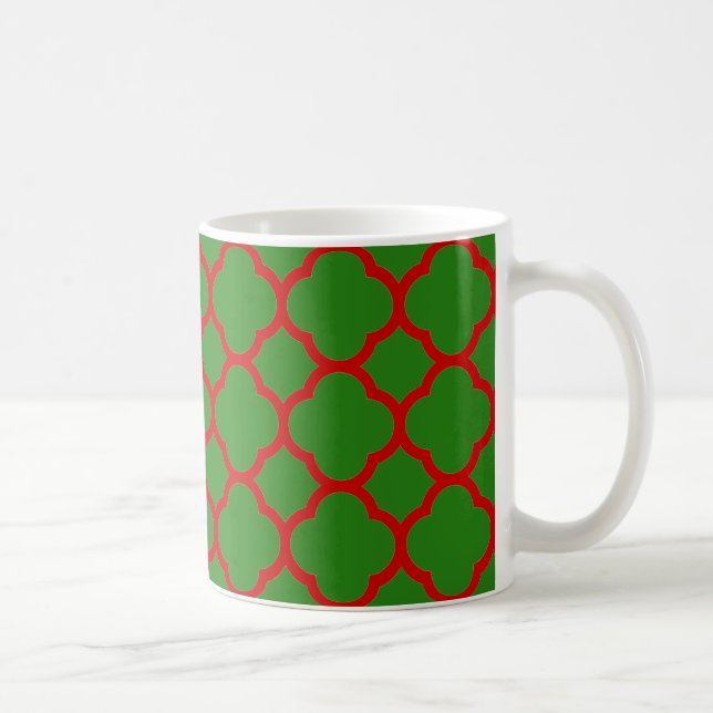Grönt och Red Quatrefoil Mönster Kaffemugg (Höger)
