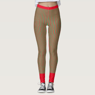 GRÖNT OCH RED STRIPED Leggings