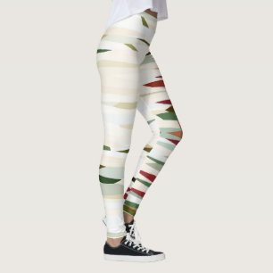grönt och röd Abstrakt Rand Leggings