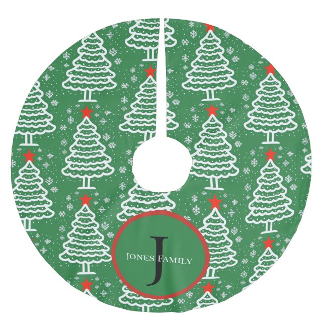 Grönt och röd jul julgransmatta borstad polyester (Framsidan)