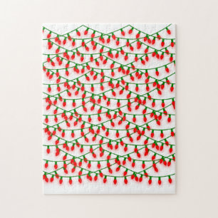 Grönt och röd jul Ljus Frustrerar Pussel