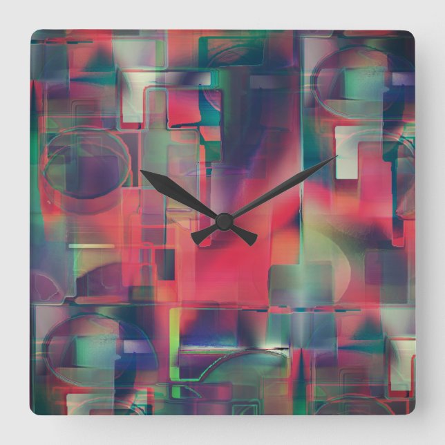 Grönt och röd lagrar och en svag väggton fyrkantig klocka (Framsida)