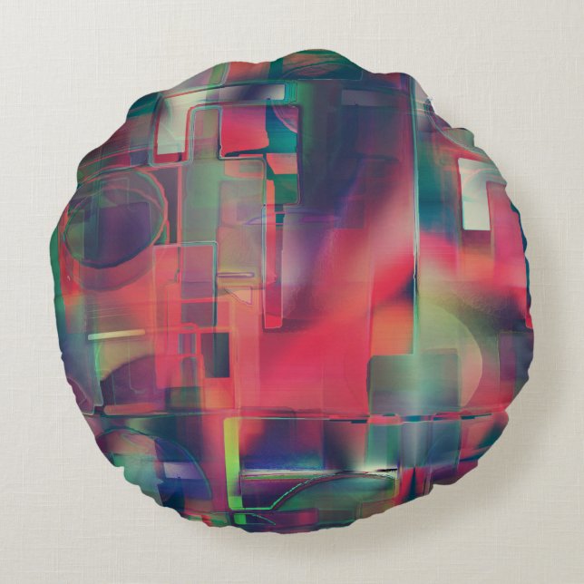 Grönt och röd lagrar och en svag väggton rund kudde (Baksidan)