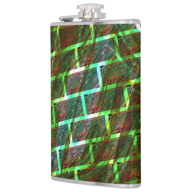 Grönt och röd nedfläckad, repor och väggeffekter fickplunta (Vänster)