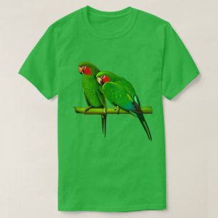 Grönt och röd papegoja par t shirt