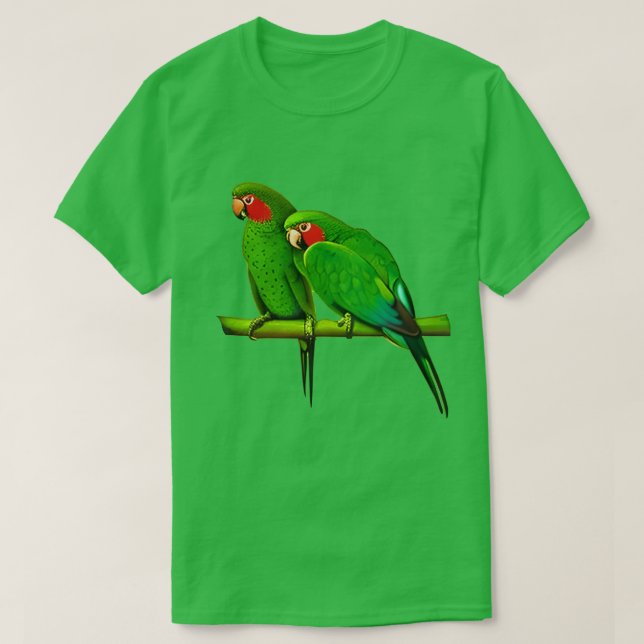 Grönt och röd papegoja par t shirt (Design framsida)