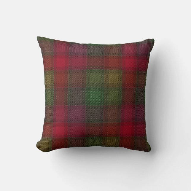 Grönt och röd tartan. kudde (Framsida)