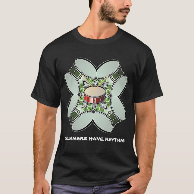 Grönt och Röda bastrummet Kaleidoscope Mönster Tee Shirt (Framsida)
