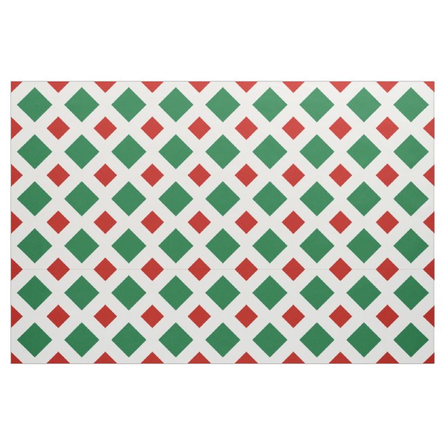 Grönt och Röda diamanter på White julfabric Tyg (Fat Quarter)