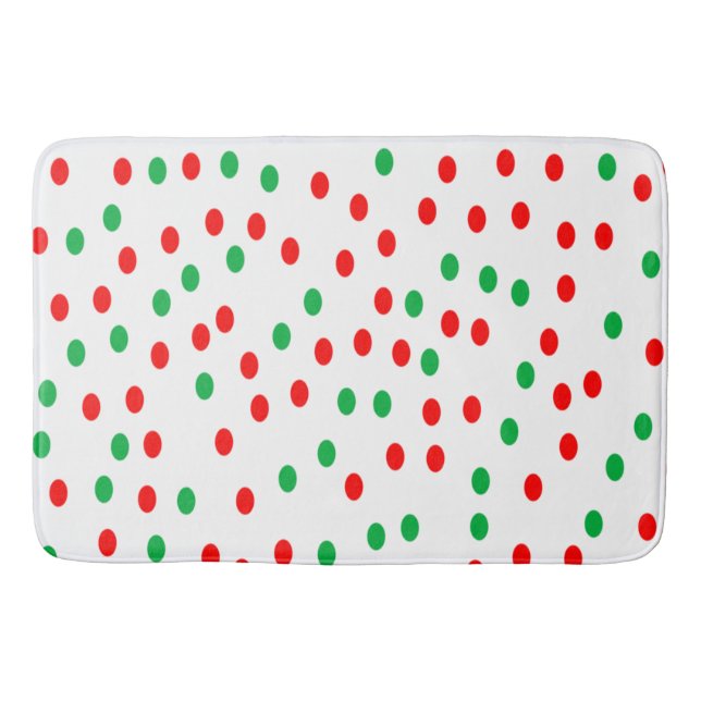 Grönt och Röda julen Polka dots Badrumsmatta (Framsidan)
