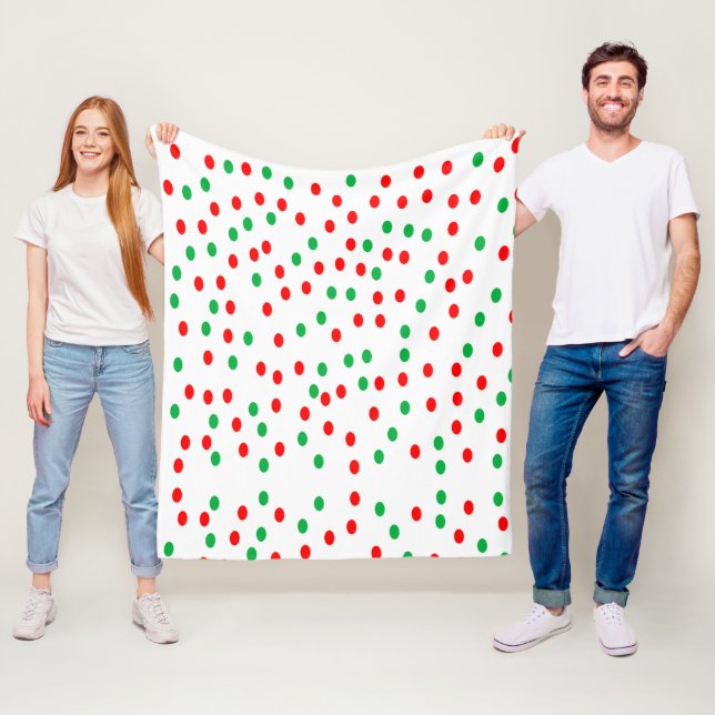 Grönt och Röda julen Polka dots Fleecefilt (På plats)