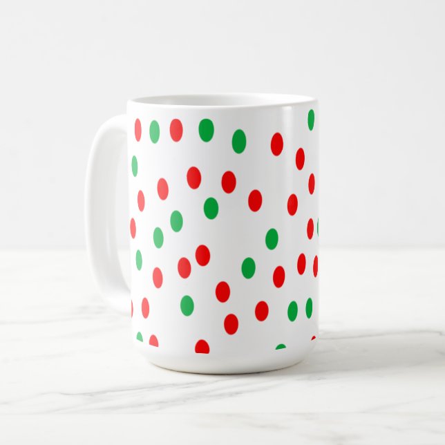 Grönt och Röda julen Polka dots Kaffemugg (Framsida vänster)