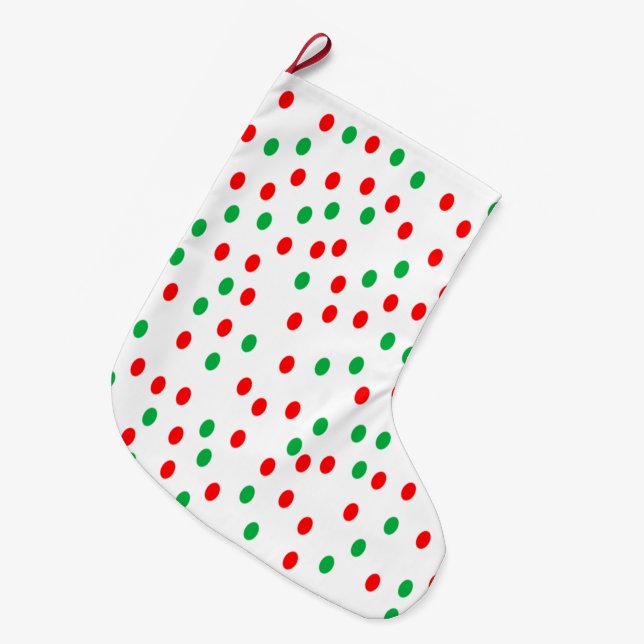 Grönt och Röda julen Polka dots Stor Julstrumpa (Framsidan (Hängande))