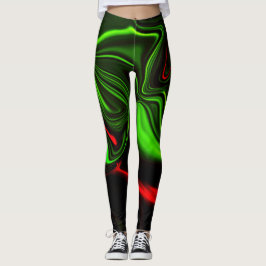 Grönt och röda kurvor över mörk grönt fonder leggings