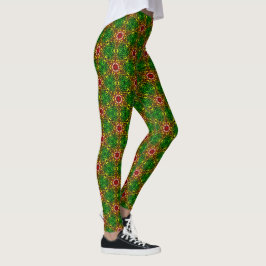 Grönt och Röda mosaikplattan Mönster Leggings