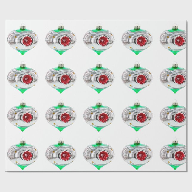 Grönt och röda ornament Figursätta Pappra Presentpapper (Platt)