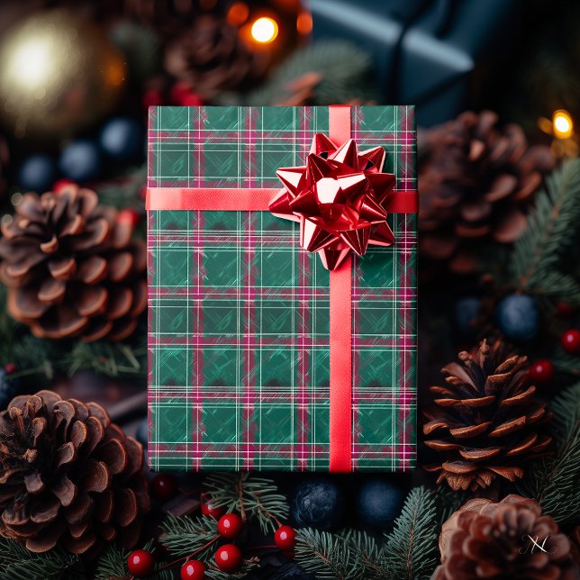 Grönt och rödblekt Mönster - traditionell Helgdag Presentpapper (Skapare uppladdad)
