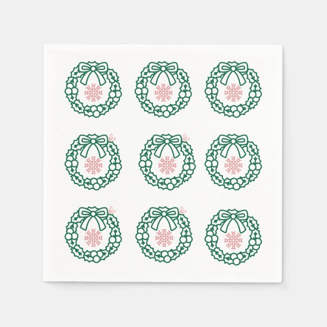 grönt- och rödbrödbädd av Julafton Pappersservett (Framsidan)