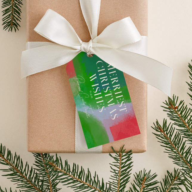 Grönt och rödfärgad Abstrakt - jul Presentetikett (Skapare uppladdad)