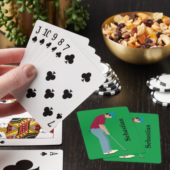 Grönt- och rödgolfkort casinokort (På plats)