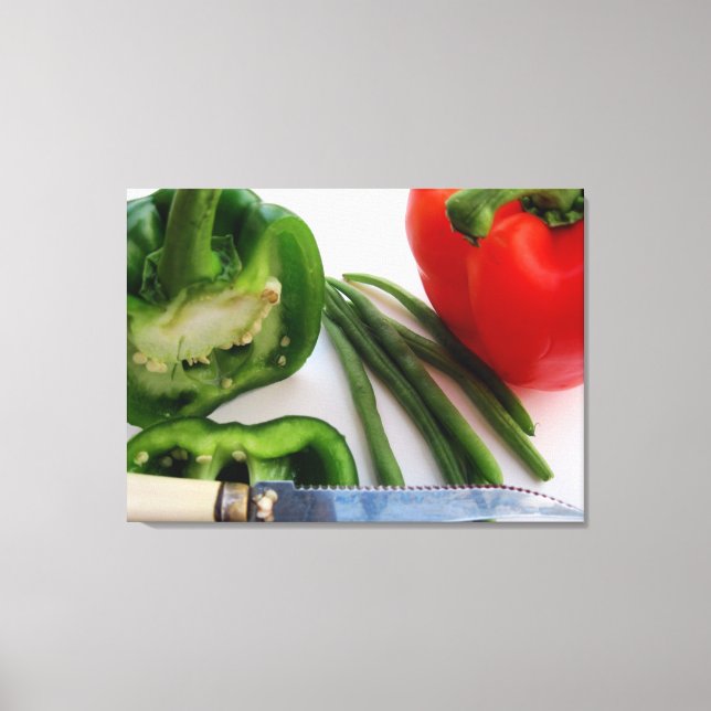 Grönt och rödpaprika med Beans Canvas (Framsida)