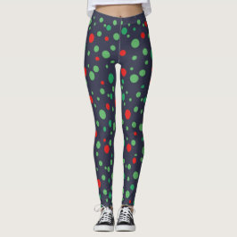 Grönt- och rödpolka-pricksfläckar leggings