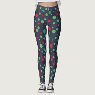 Grönt- och rödpolka-pricksfläckar leggings
