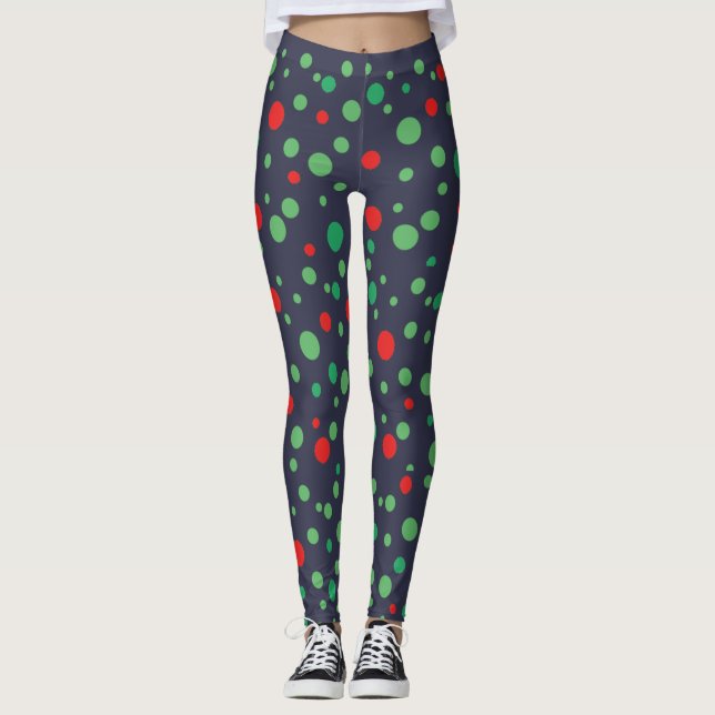 Grönt- och rödpolka-pricksfläckar leggings (Framsida)