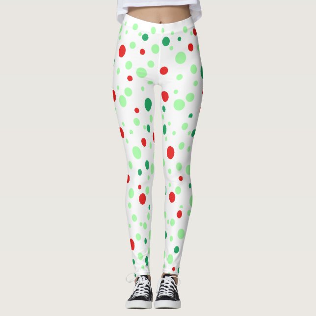 Grönt- och rödpolka-spetsar leggings (Framsida)