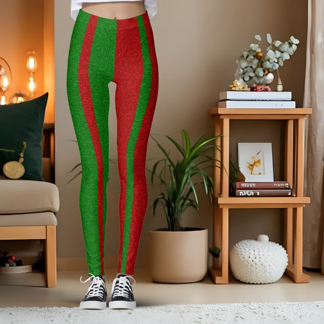 Grönt och rödstickning leggings (Skapare uppladdad)