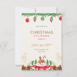 Grönt- och rödvattenfärgsjul inbjudningar