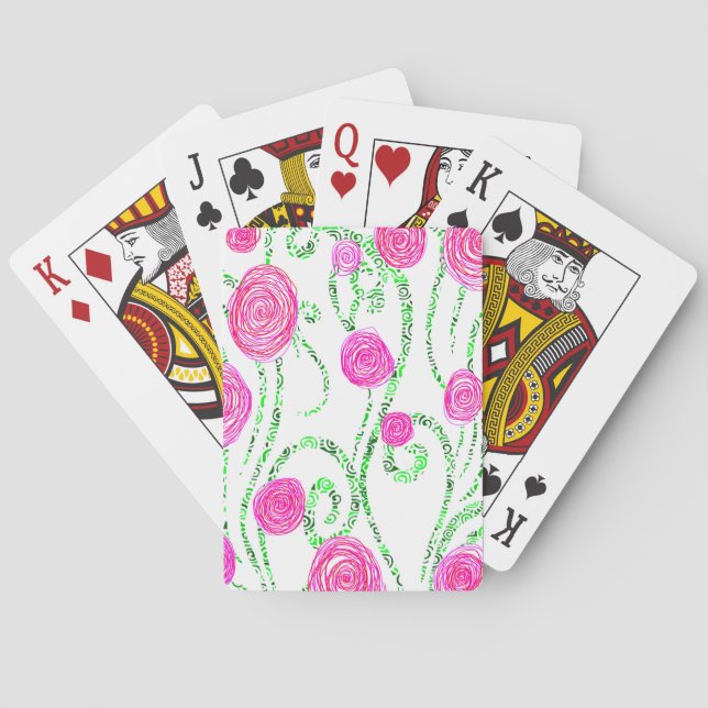 Grönt och Rosa Blombild Casinokort (Baksidan)