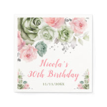 Grönt och Rosa Blommigt födelsedag