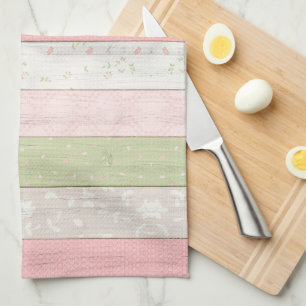 Grönt och Rosa Blommigt för träskydd i Rustic Sage Kökshandduk