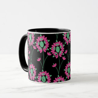 Grönt och Rosa Blommor utan sjölösa Mönster Mugg