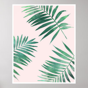 Grönt och rosa botaniskt affischtryck poster