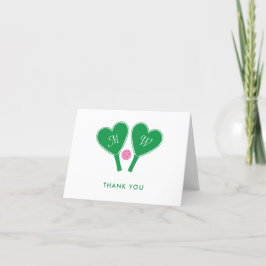 Grönt och Rosa Bröllop Pickleball Tack Kort